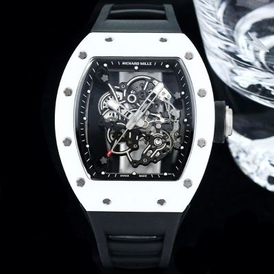 Richard Mille for Sale RM055 Bubba Watson  White Ceramic Black Rubber Copy Watch